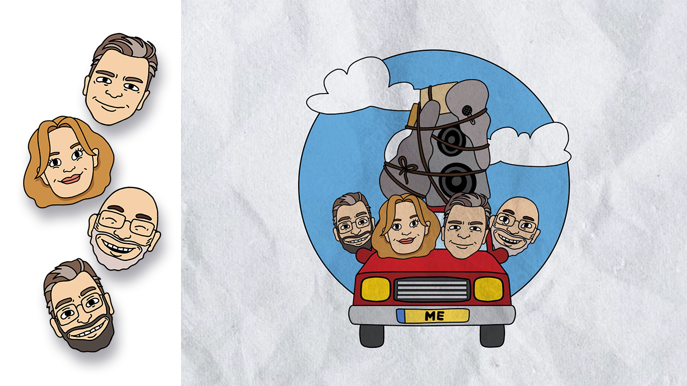 Stilstaand frame uit een animatie, gemaakt voor een akoestische band